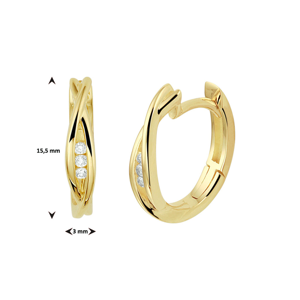 Klapoorringen diamant 0.06ct (2x 0.03ct)  h si