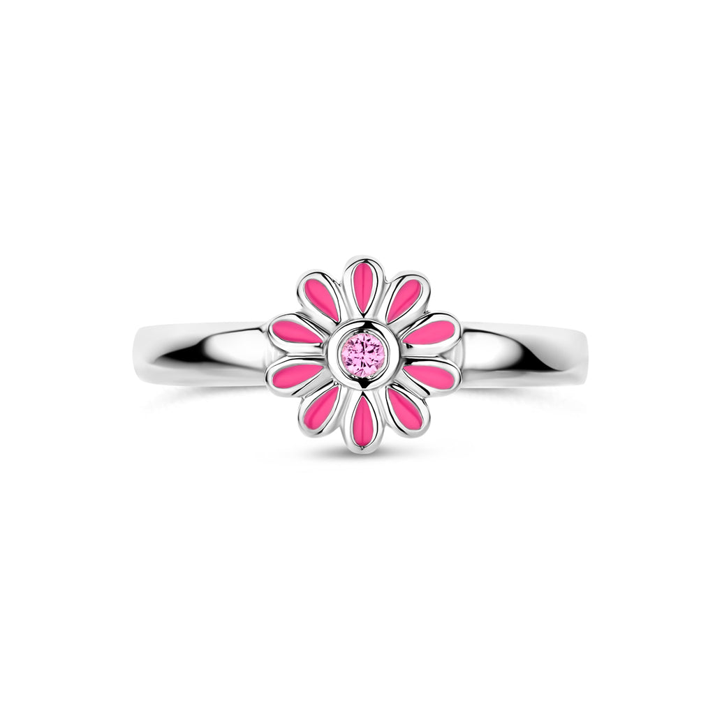 Ring bloem roze zirkonia