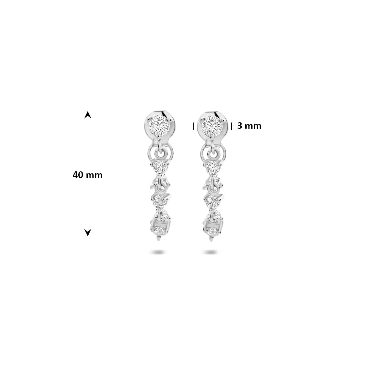 oorbellen zirkonia 40 mm