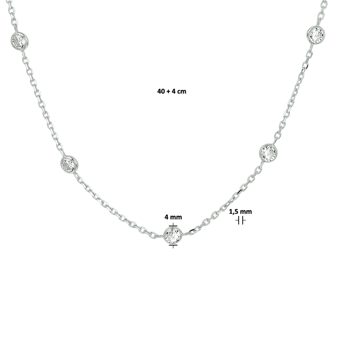 Collier zirkonia 40 + 4 cm