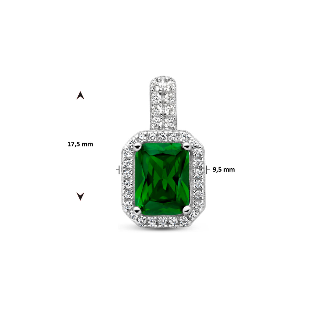 Hanger zirkonia groen en wit halo