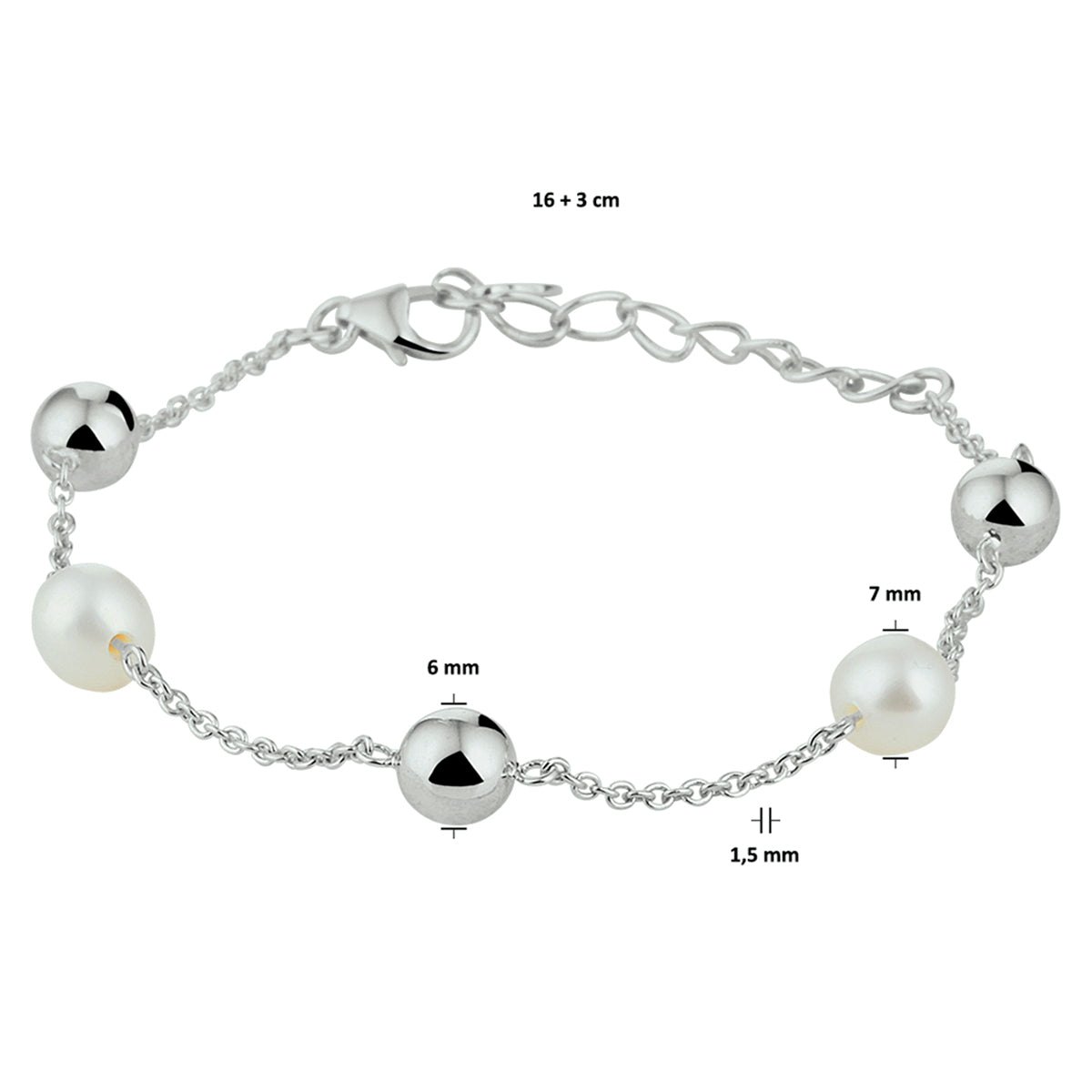 Armband parel 16 + 3 cm