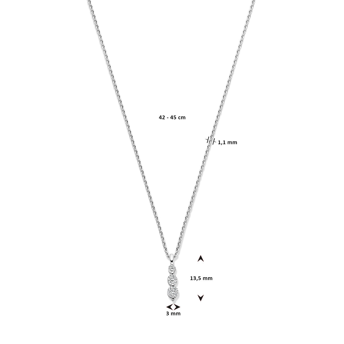 Collier zirkonia 42 - 45 cm