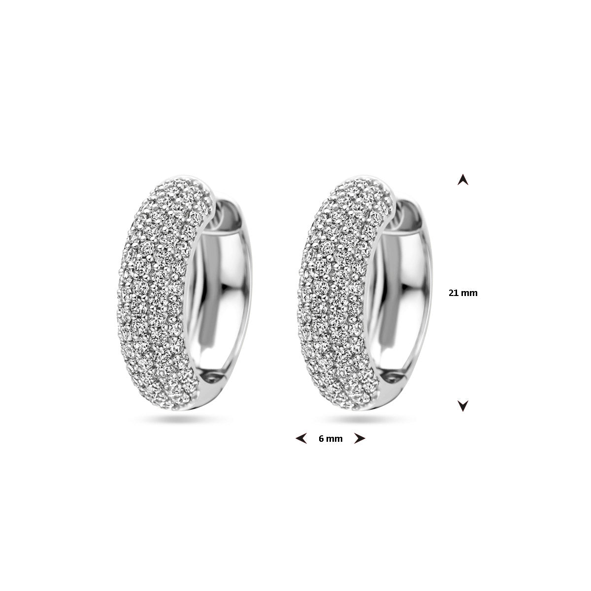 Klapoorringen zirkonia 21 mm