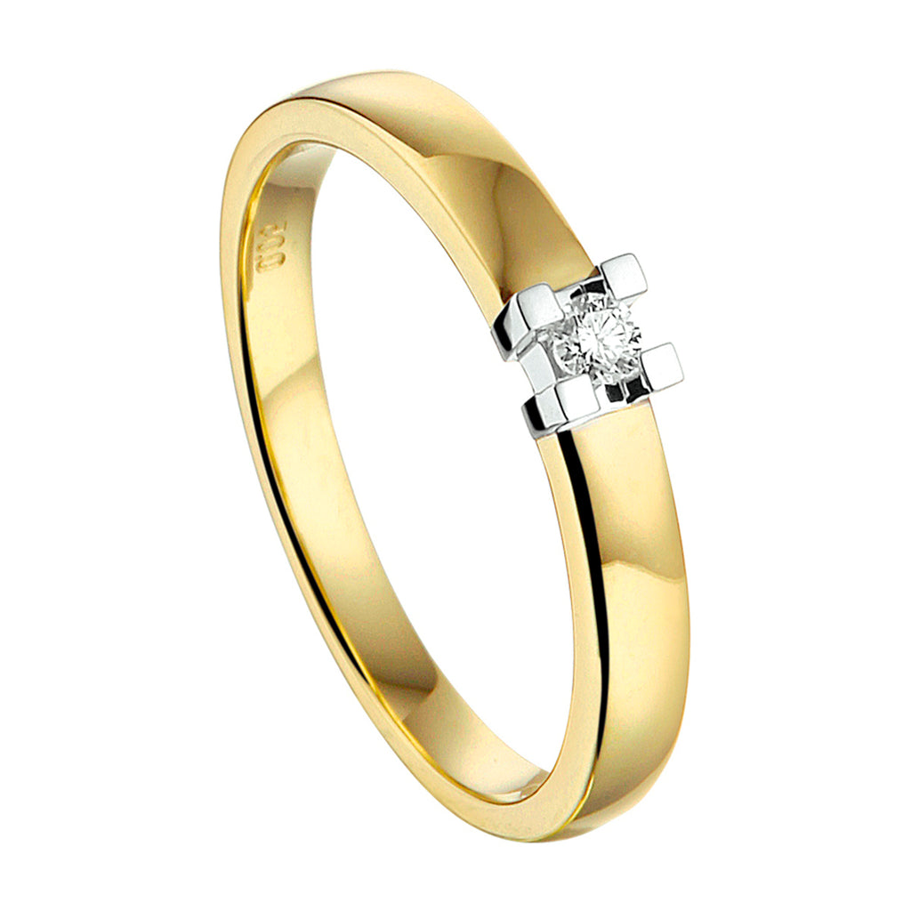 Goud bicolor ring 0.05ct h/si mt17 1/2
