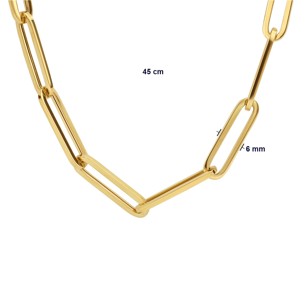 Collier paperclip vierkante buis 6.0 mm 45 cm