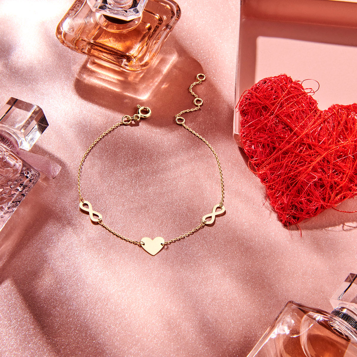 Armband hart en infinity 15.5 - 17 - 18.5 cm