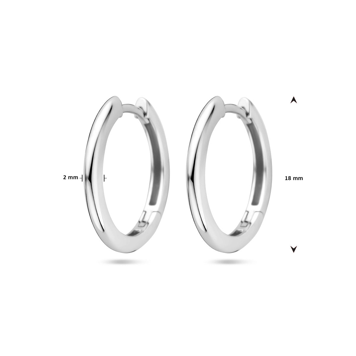 Zilver gerhodineerd klap creolen (scharnier)