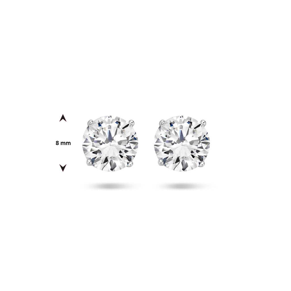 Zilveren oorknoppen zirkonia 4mm