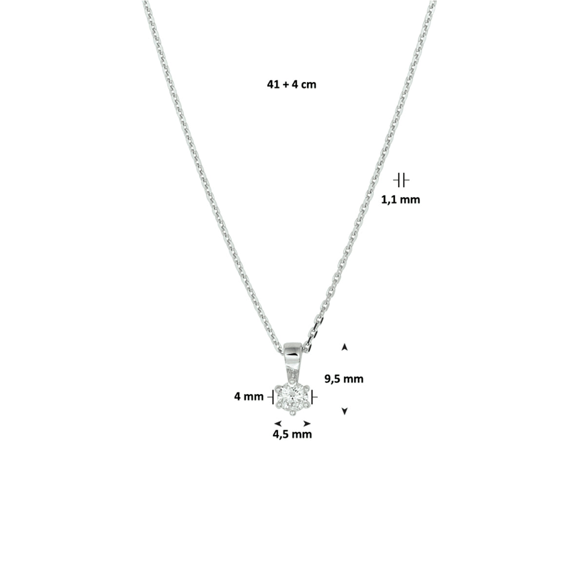 Collier zirkonia 41 + 4 cm