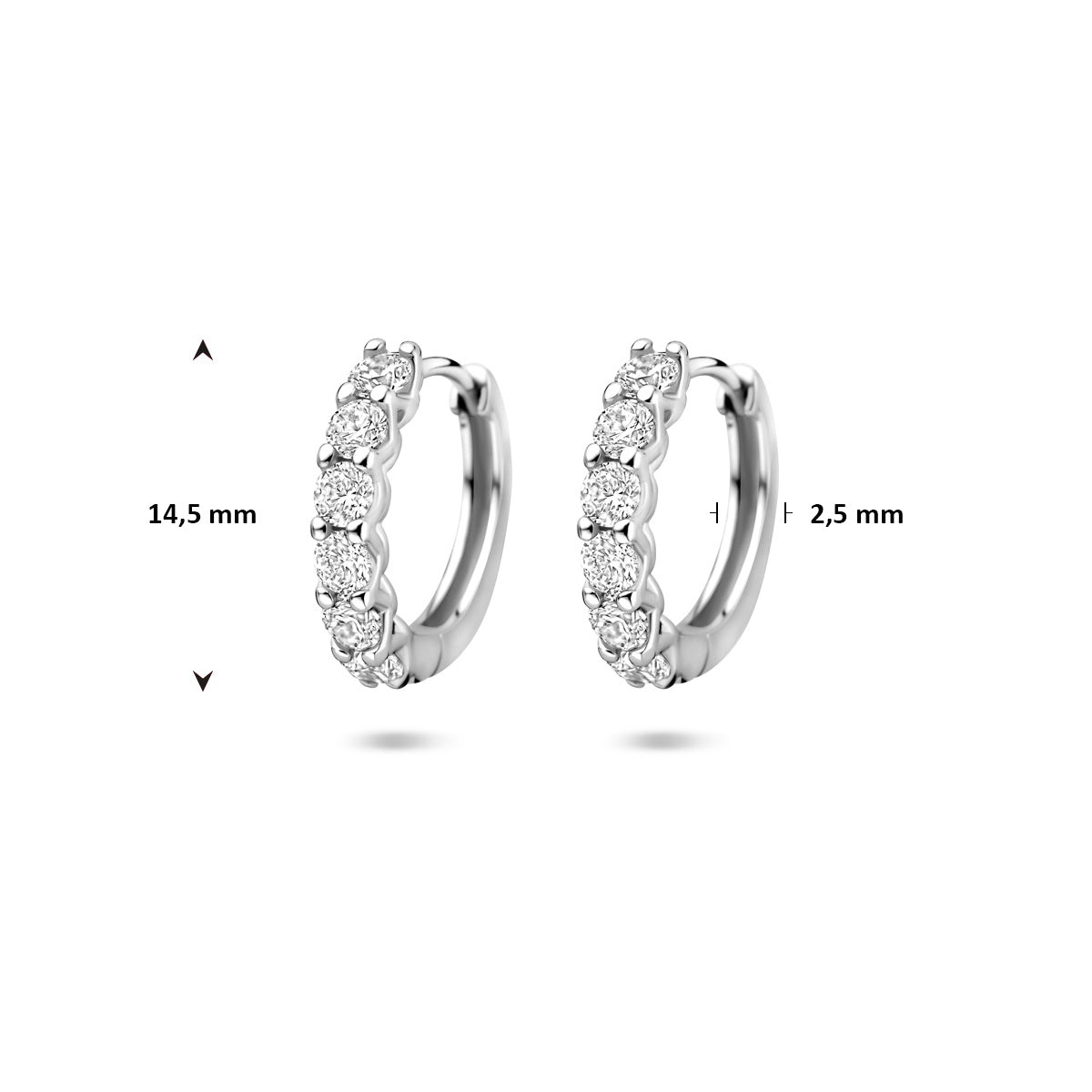 Klapoorringen zirkonia 14.5 mm