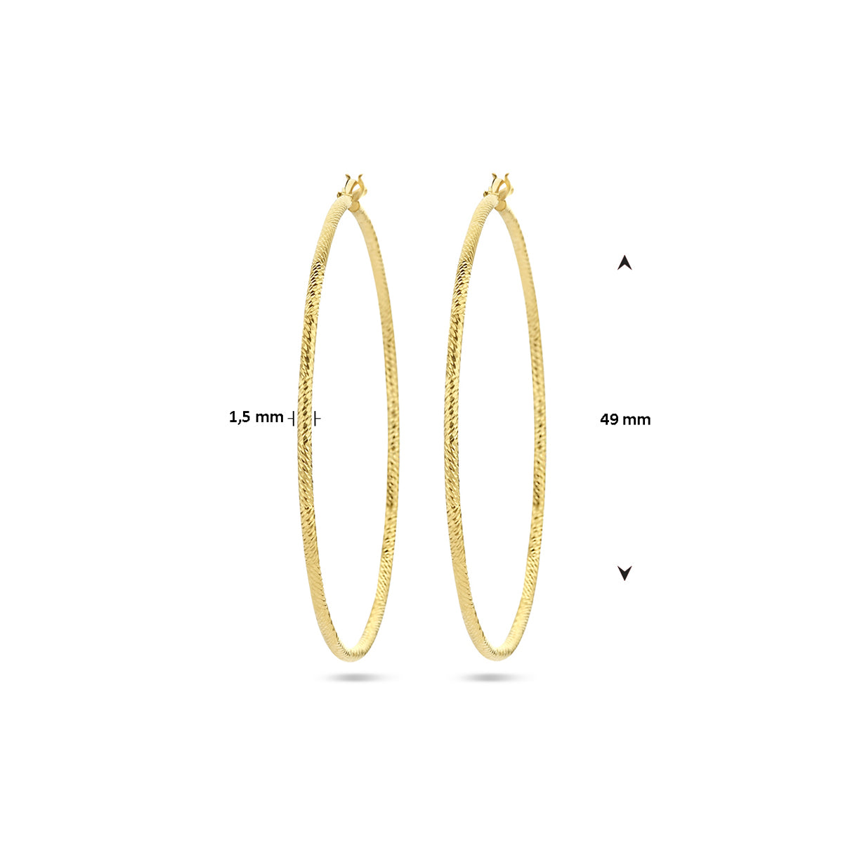 Oorringen 1.5 mm ronde buis gediamanteerd 1 micron
