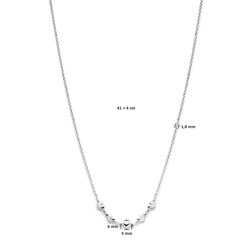Collier hartjes 41 + 4 cm
