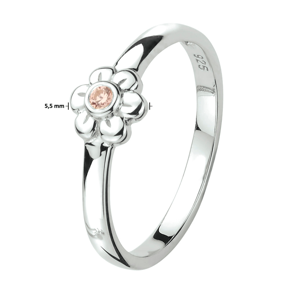 Zilveren kinder ring bloem