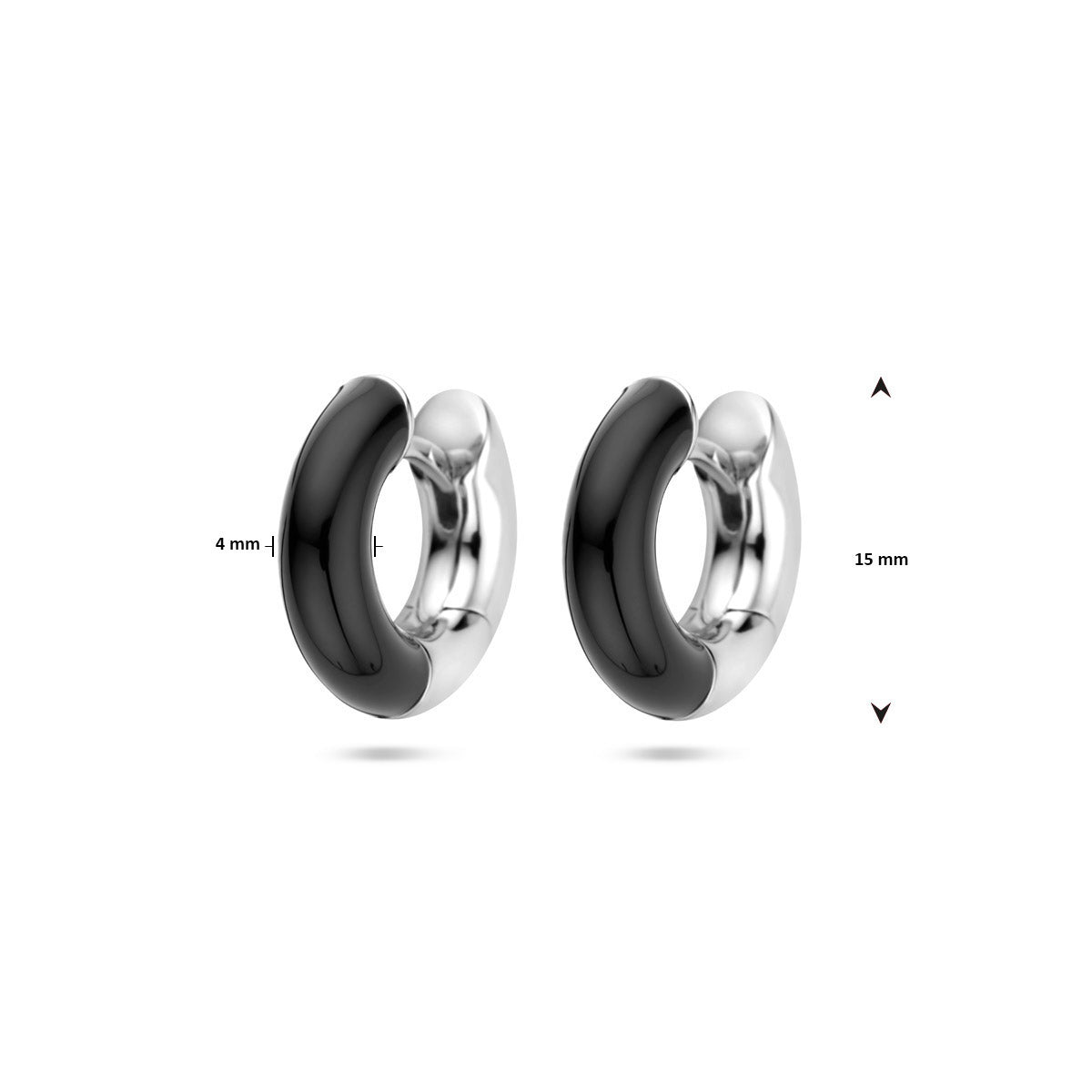 Klapoorringen zwart emaille 4 mm