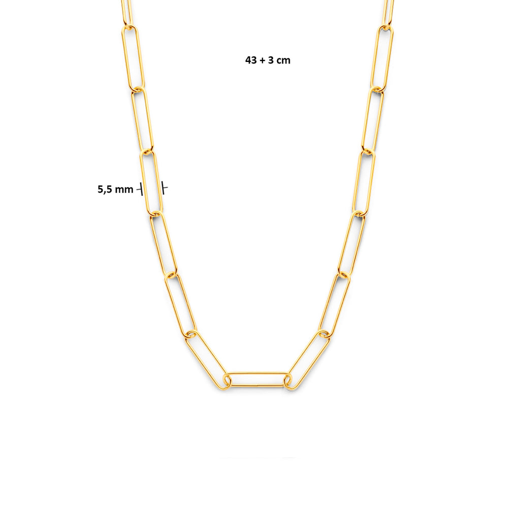 Collier paperclip ronde buis 5.5 mm 43 + 3 cm ion plating