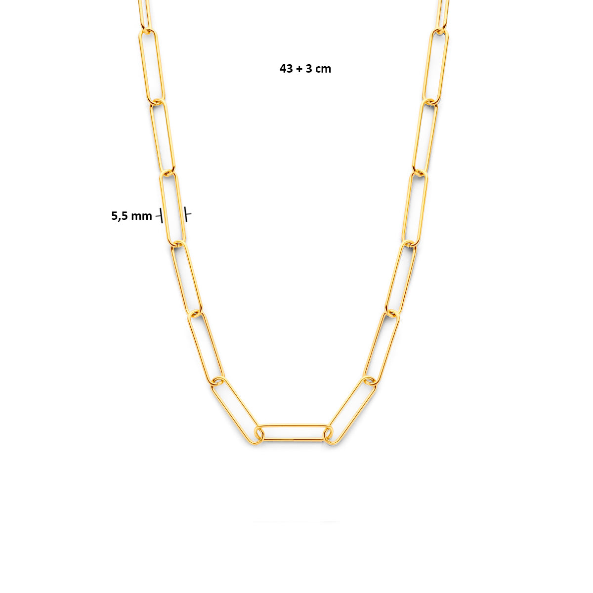 Collier paperclip ronde buis 5.5 mm 43 + 3 cm ion plating