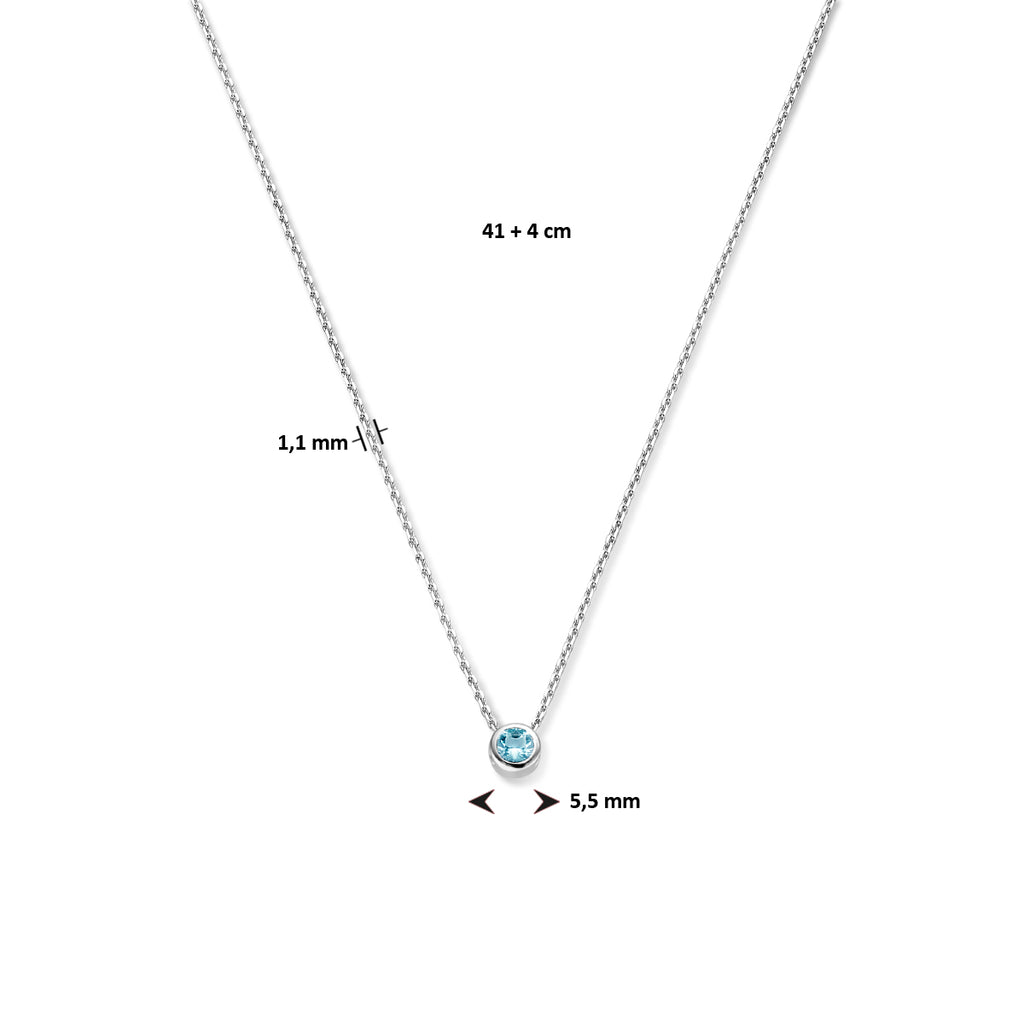 Collier met geboortesteen zirkonia 41 + 4 cm