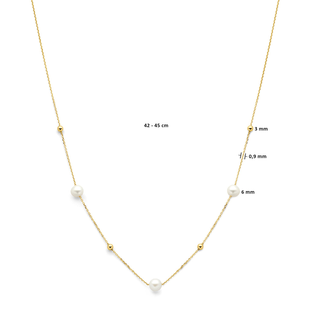 Collier bolletjes en parels 42 - 45 cm