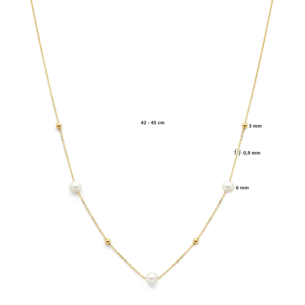 Collier bolletjes en parels 42 - 45 cm