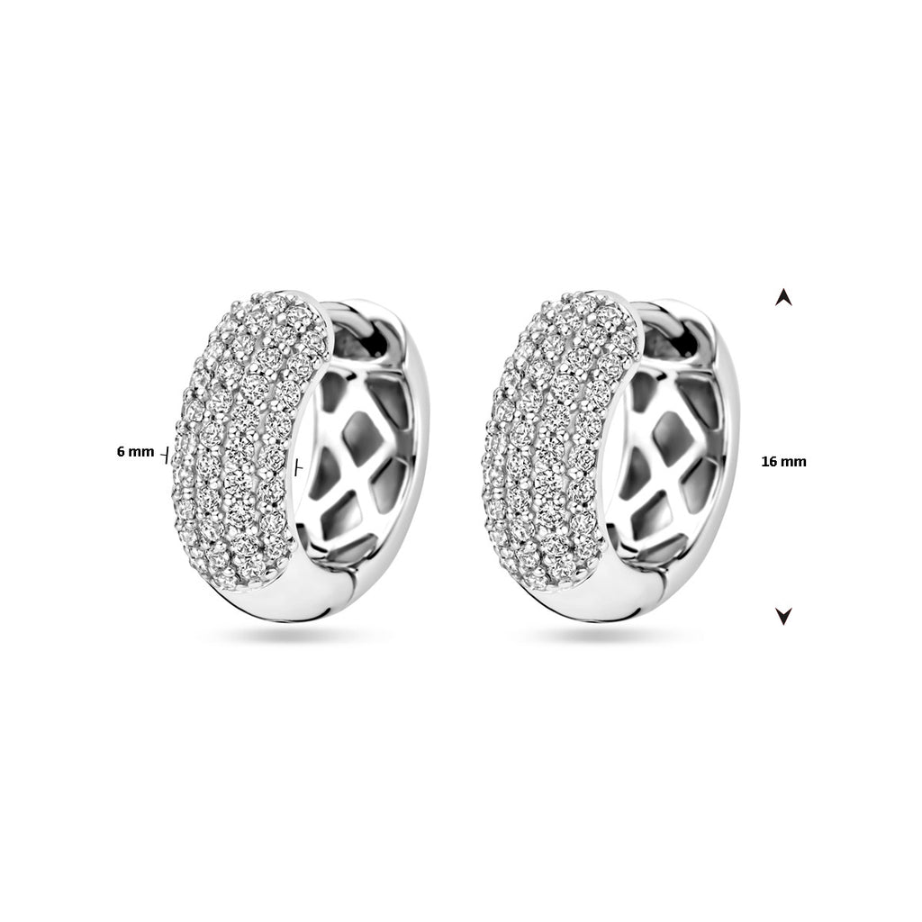 Klapoorringen zirkonia 16 mm