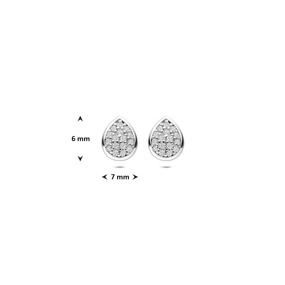 Oorknoppen druppel zirkonia 6 mm