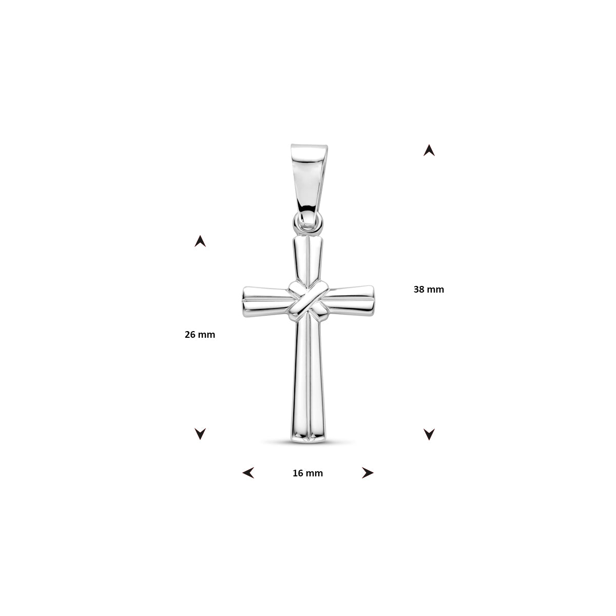 Zilver gerhodineerd kruis bedels