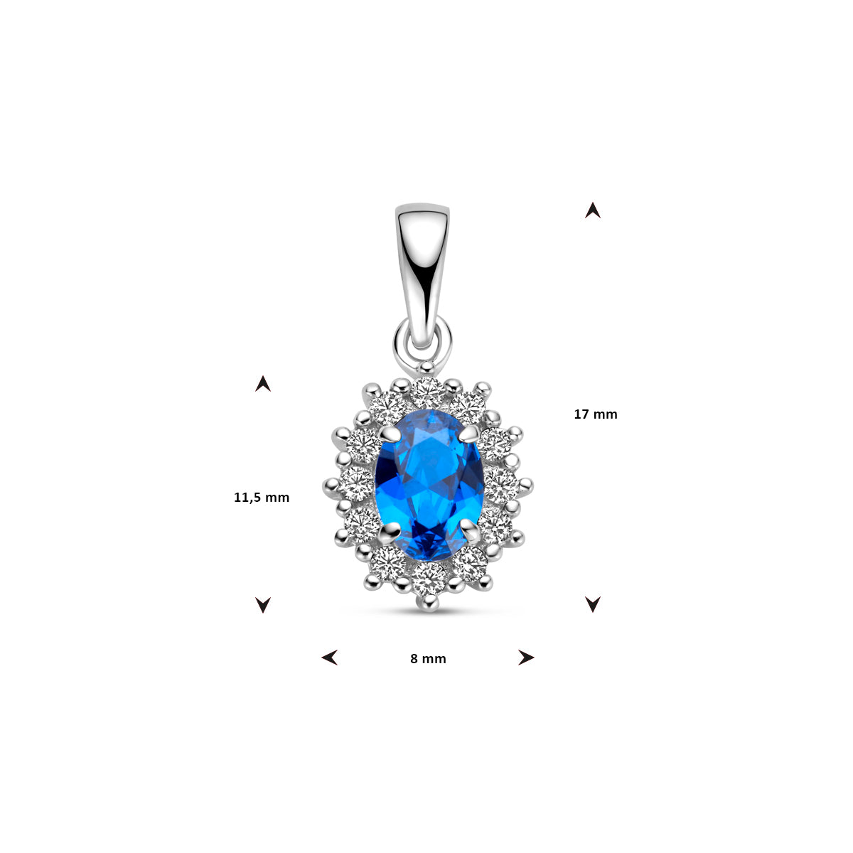 Hanger zirkonia en synthetische saffier halo