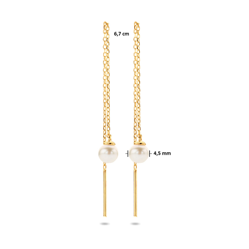 Oorhangers - goud parel
