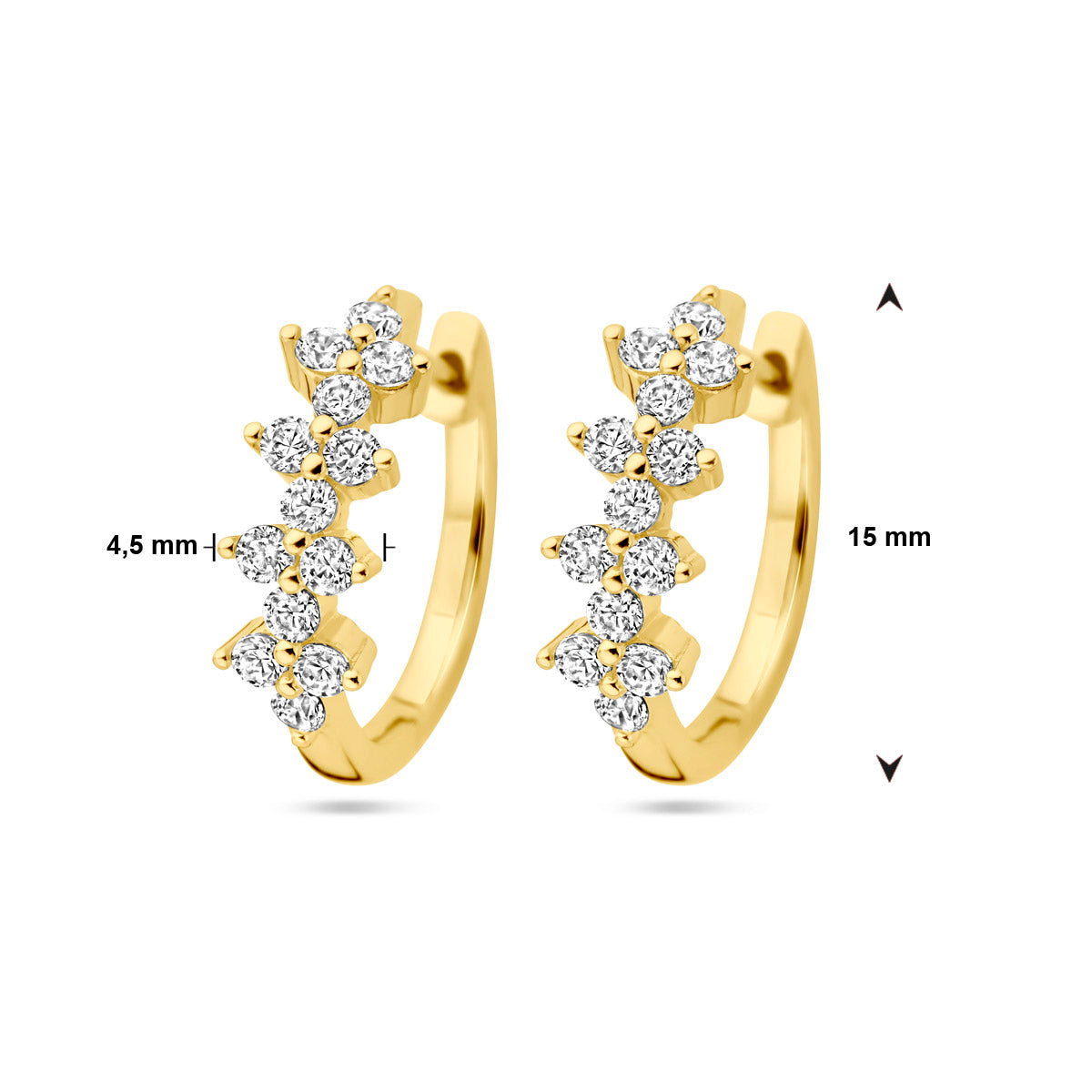 Oorringen zilver verguld zirkonia 21.03666