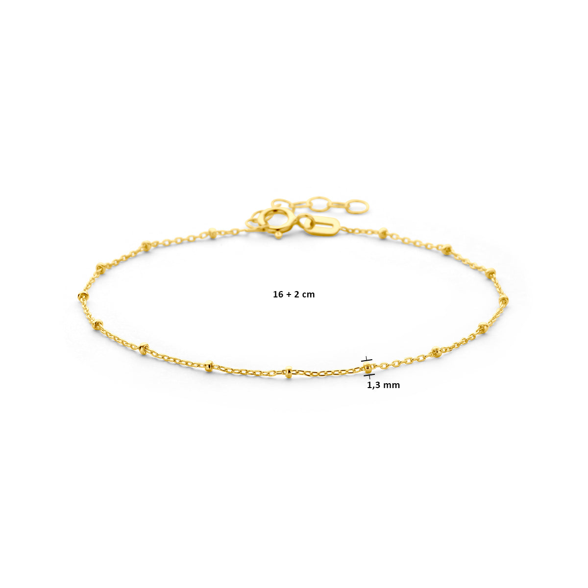Armband bolletjes 1.3 mm 16 + 3 cm