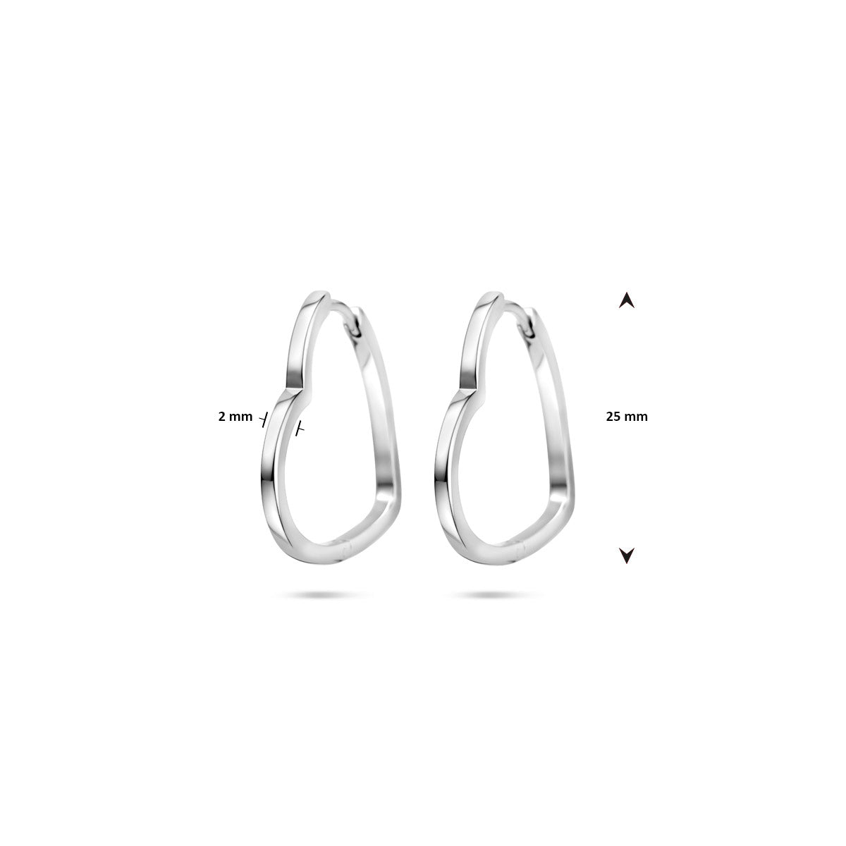 Klapoorringen hartjes 2 mm