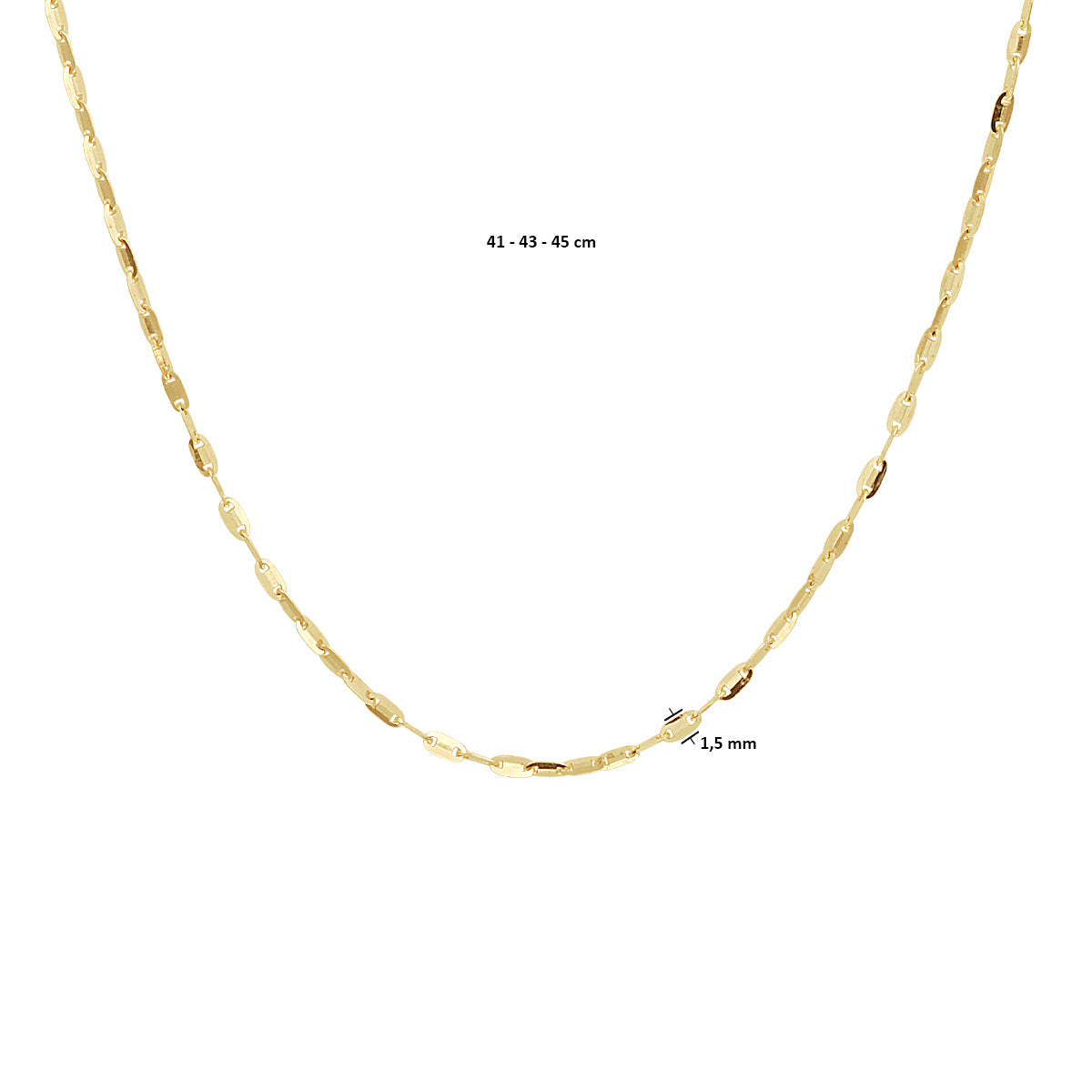 collier plaatjes 1.5 mm 41 43 45 cm