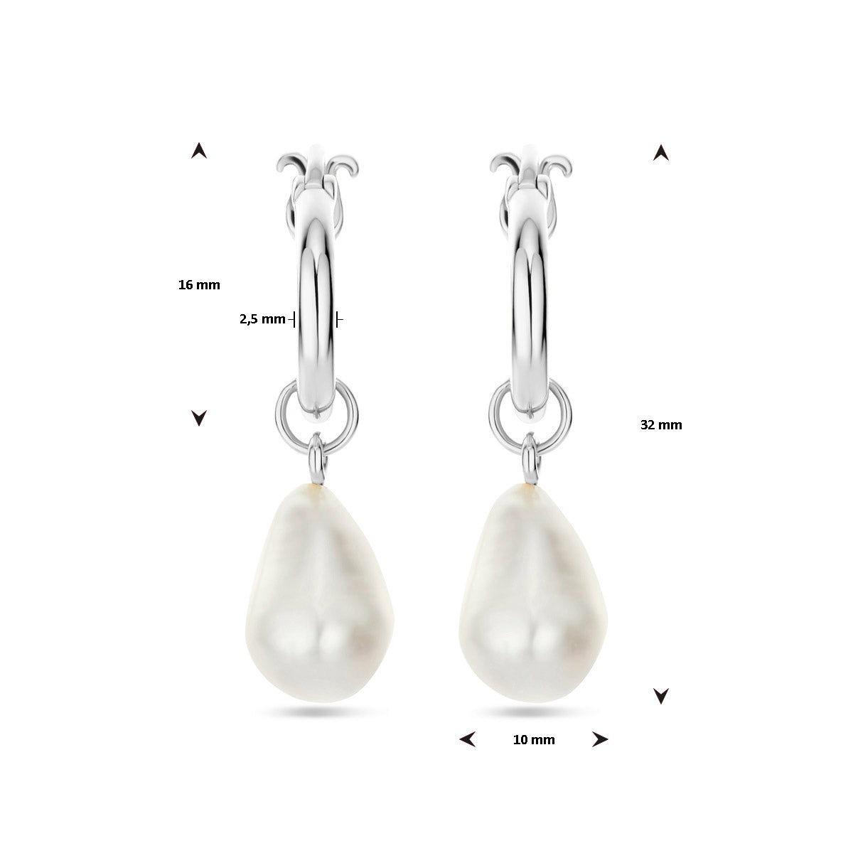 Oorhangers barok parel 32 mm