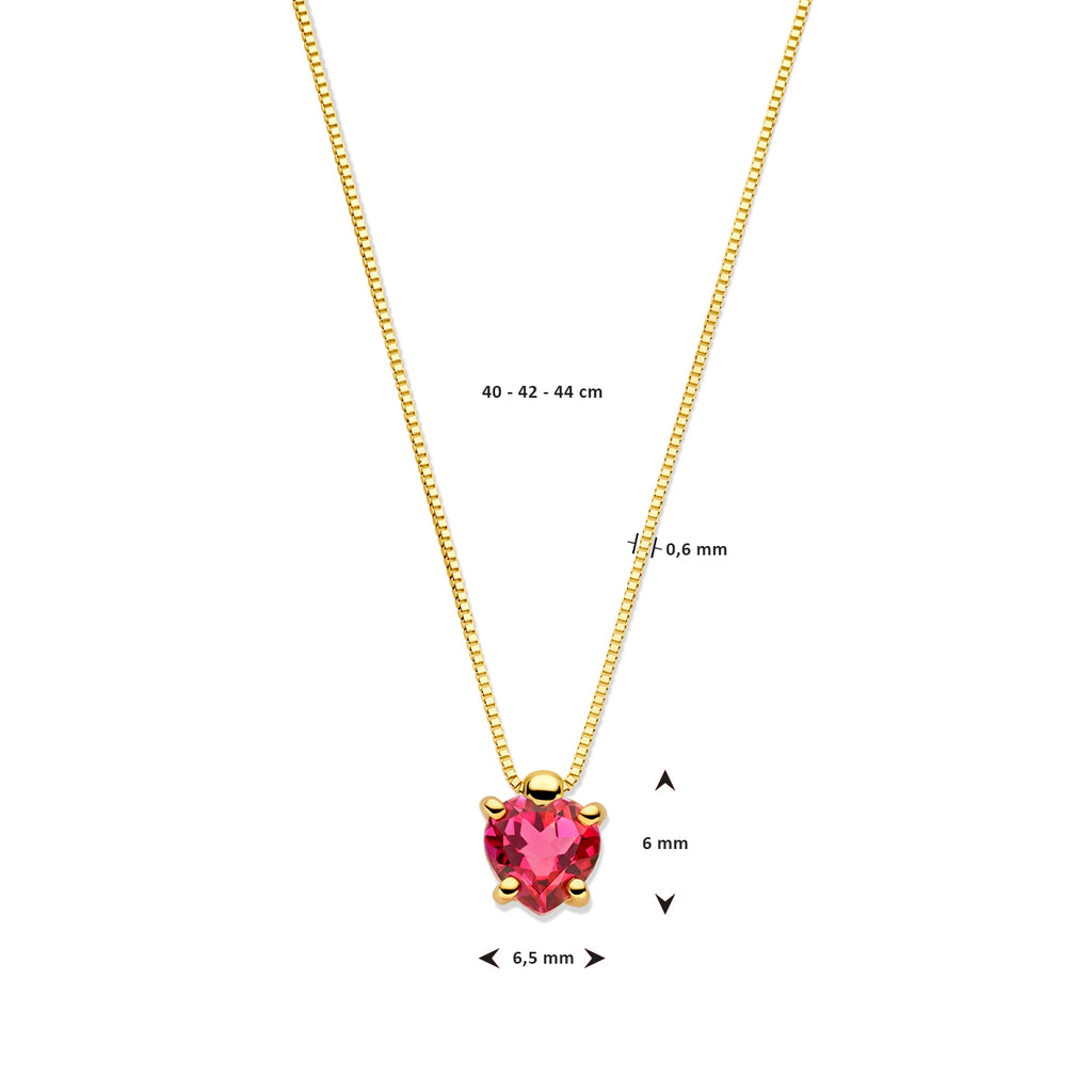 Collier hart roze topaas 40 - 42 - 44 cm