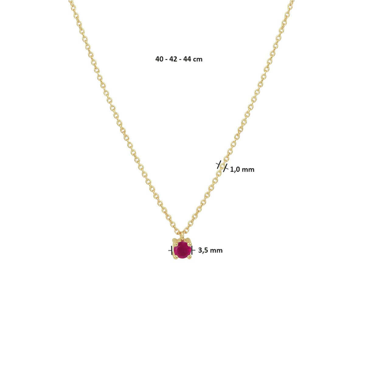 Collier robijn 40 - 42 - 44 cm