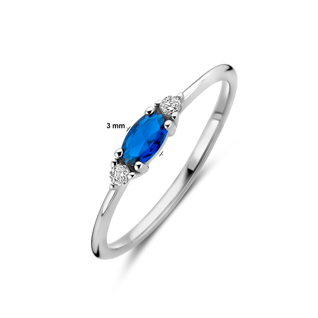 Ring wit en blauw zirkonia