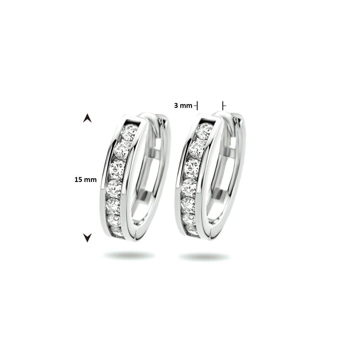 Klapoorringen 3 mm zirkonia