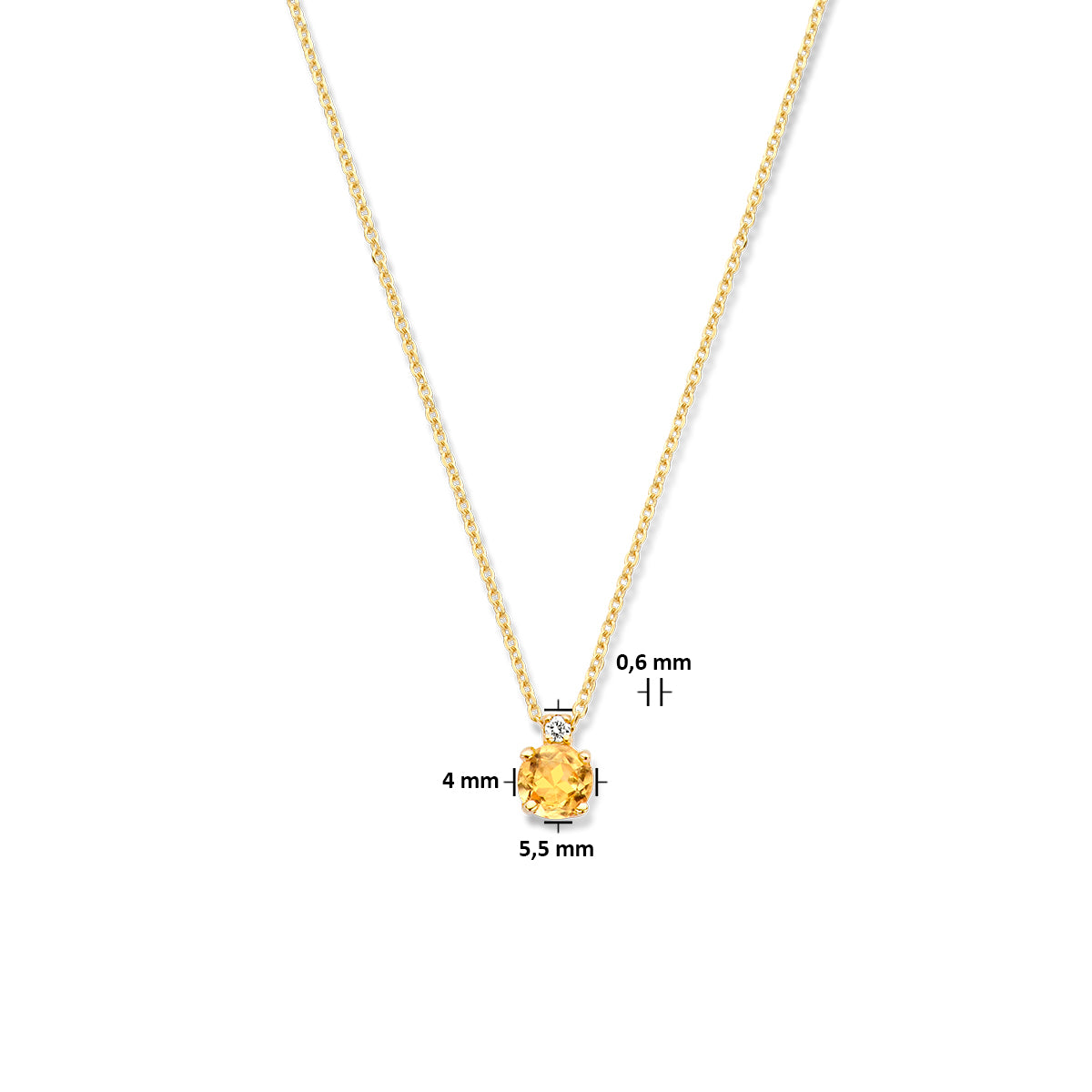 Collier citrien en diamant 0.015ct H SI 40 cm
