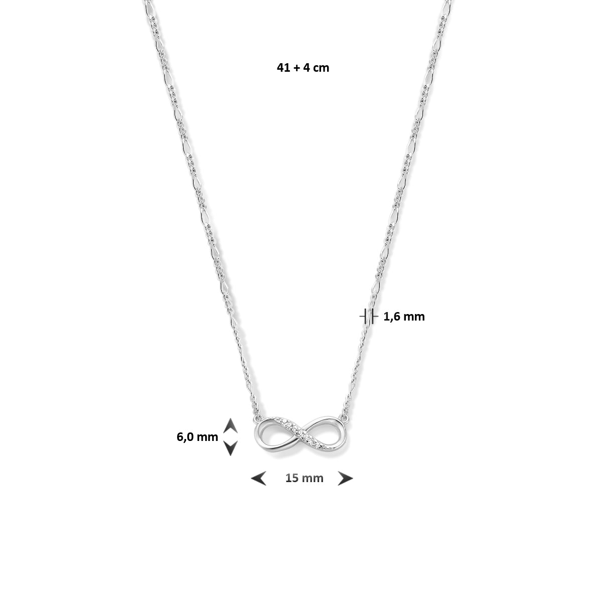 Zilver gerhodineerd colliers met hangers