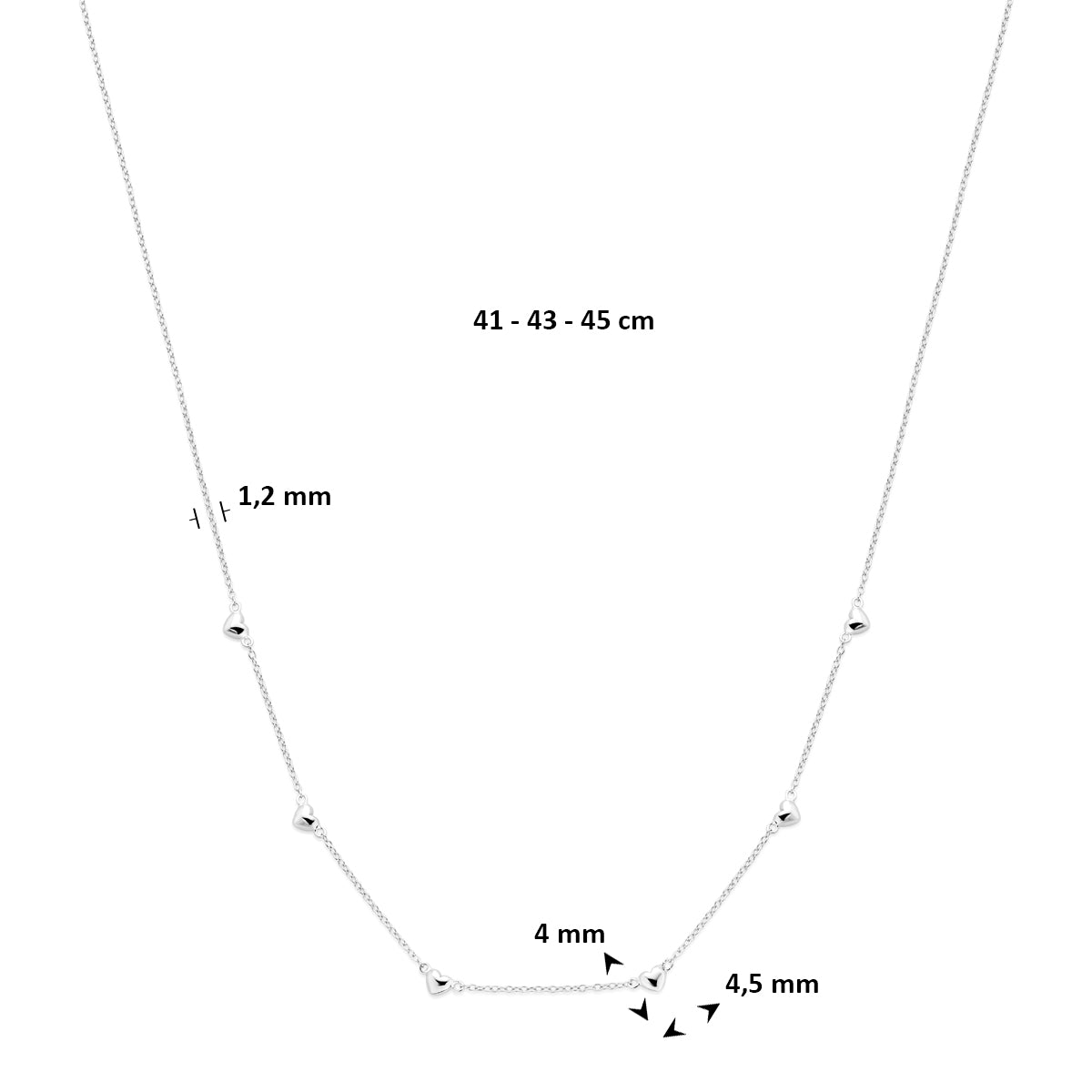 collier hartjes 41 43 45 cm