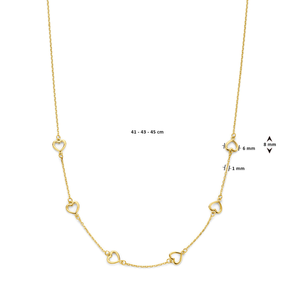 Collier hartjes 41 - 43 - 45 cm