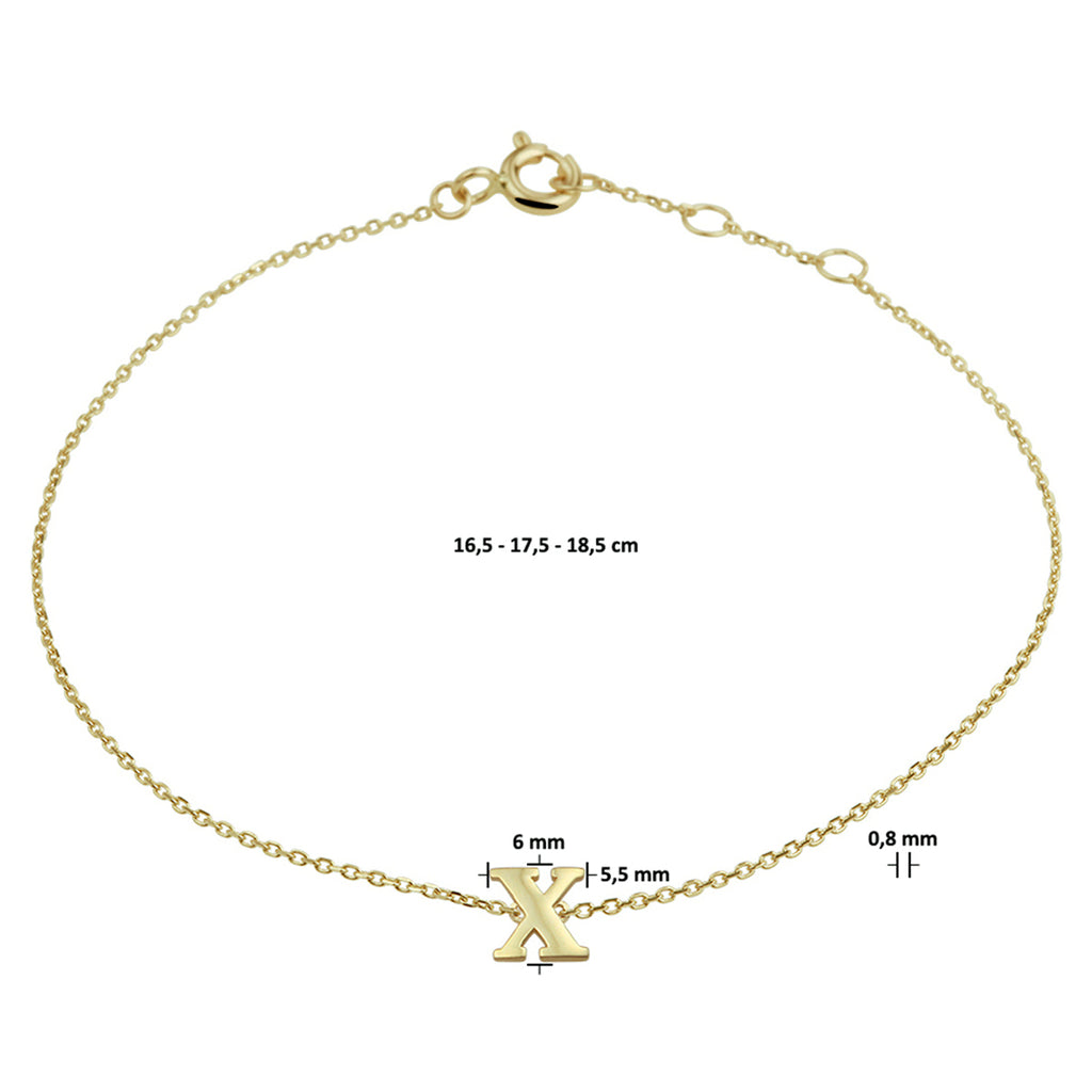 Armband letter 16.5 - 17.5 - 18.5 cm