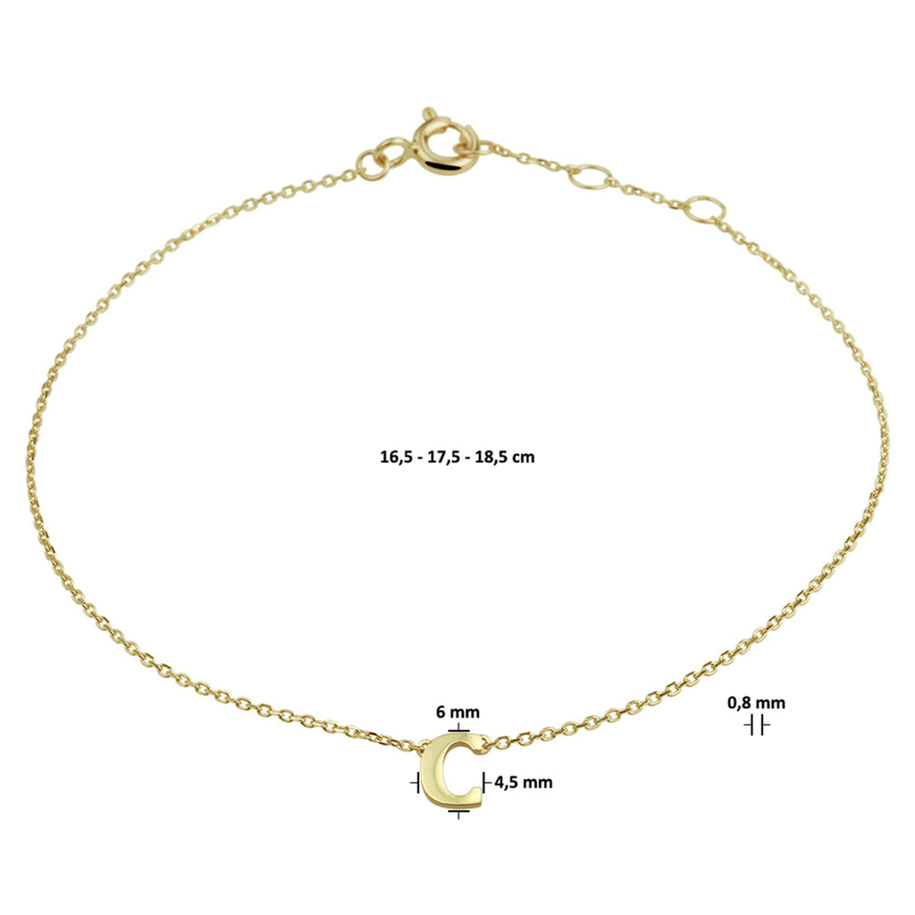 Armband letter 16.5 - 17.5 - 18.5 cm