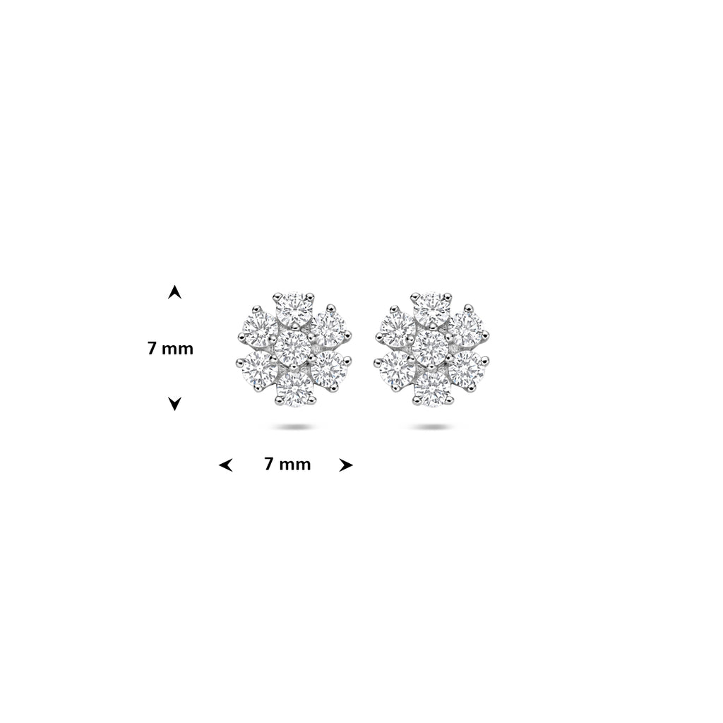 Oorknoppen bloem zirkonia 7 mm