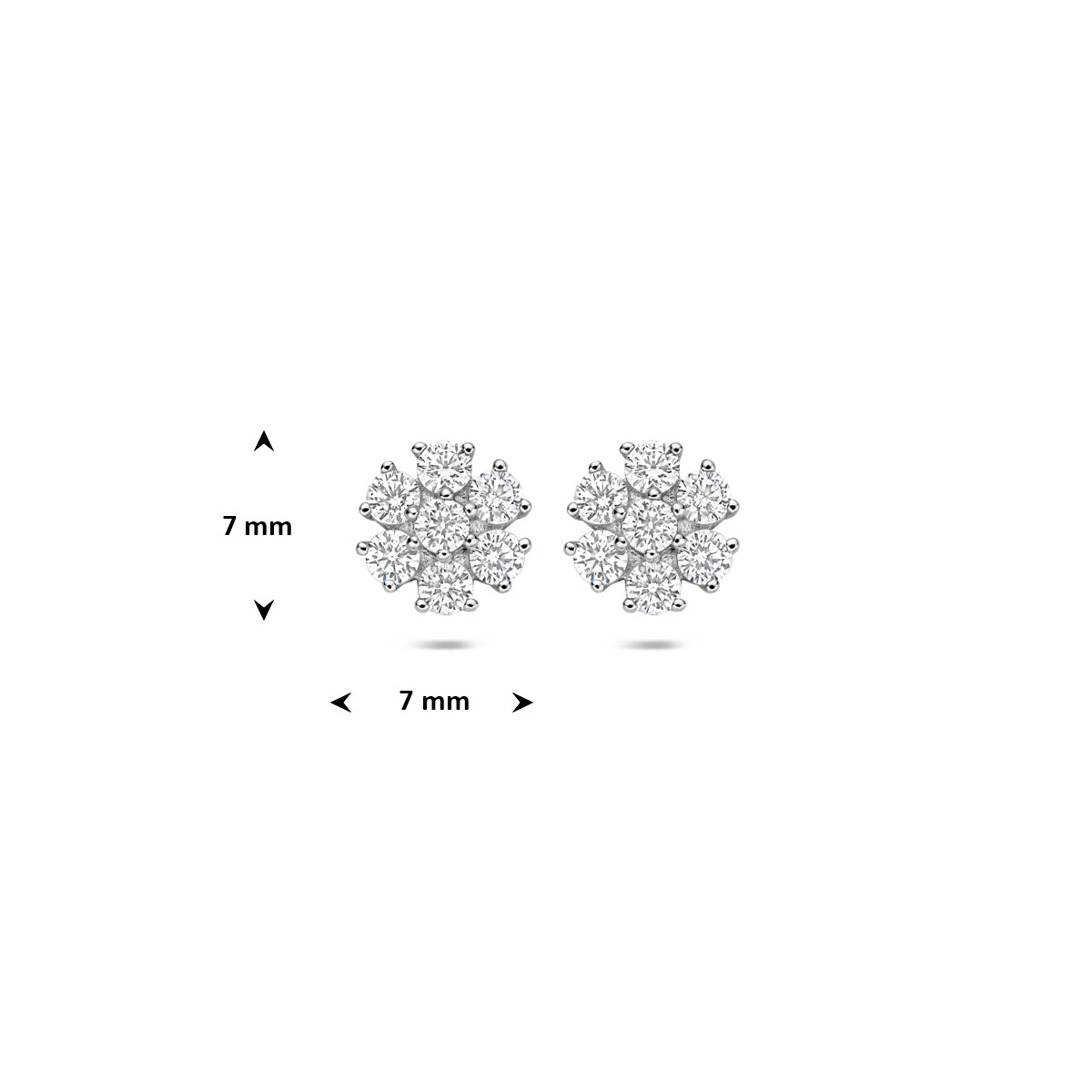 Oorknoppen bloem zirkonia 7 mm