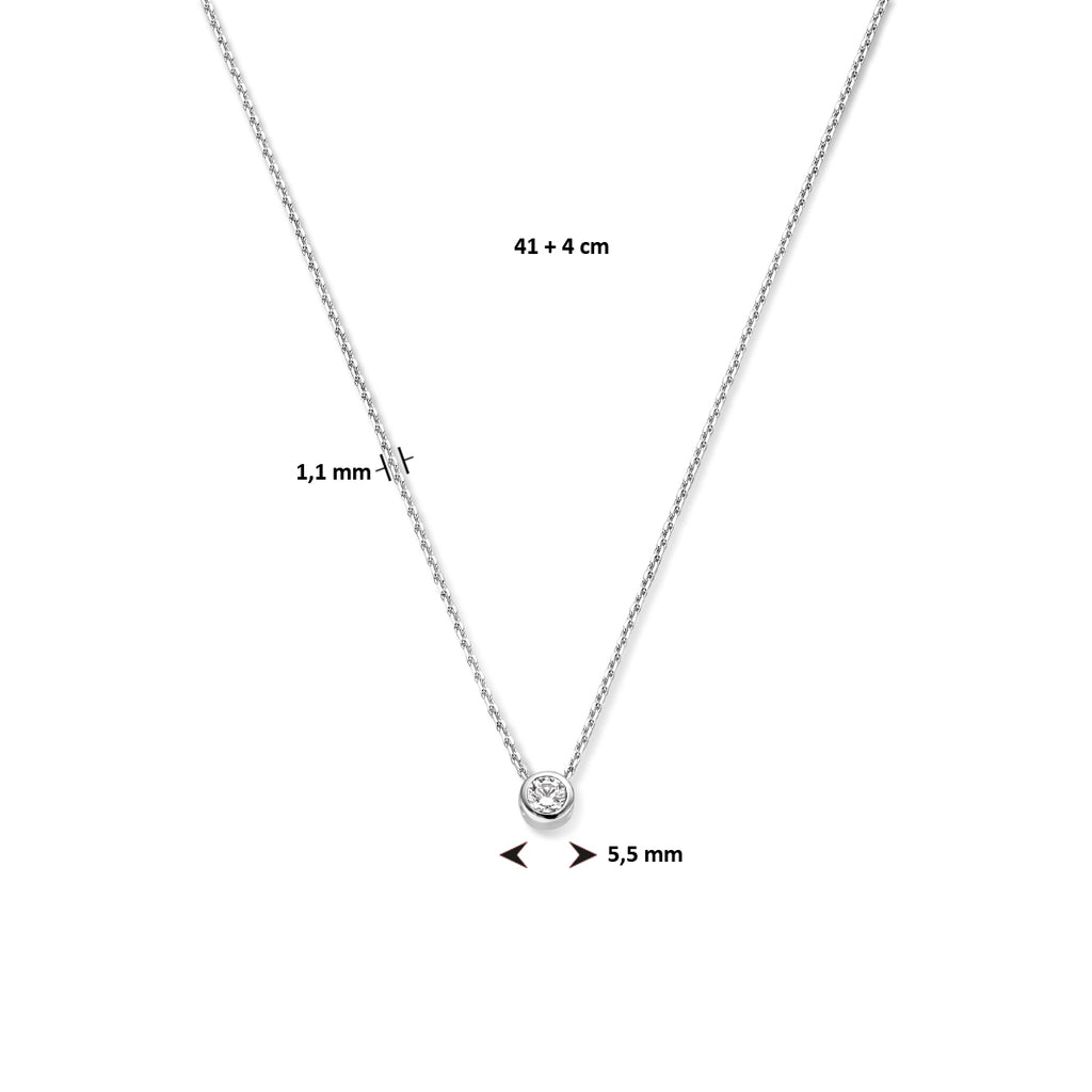 Collier met geboortesteen zirkonia 41 + 4 cm