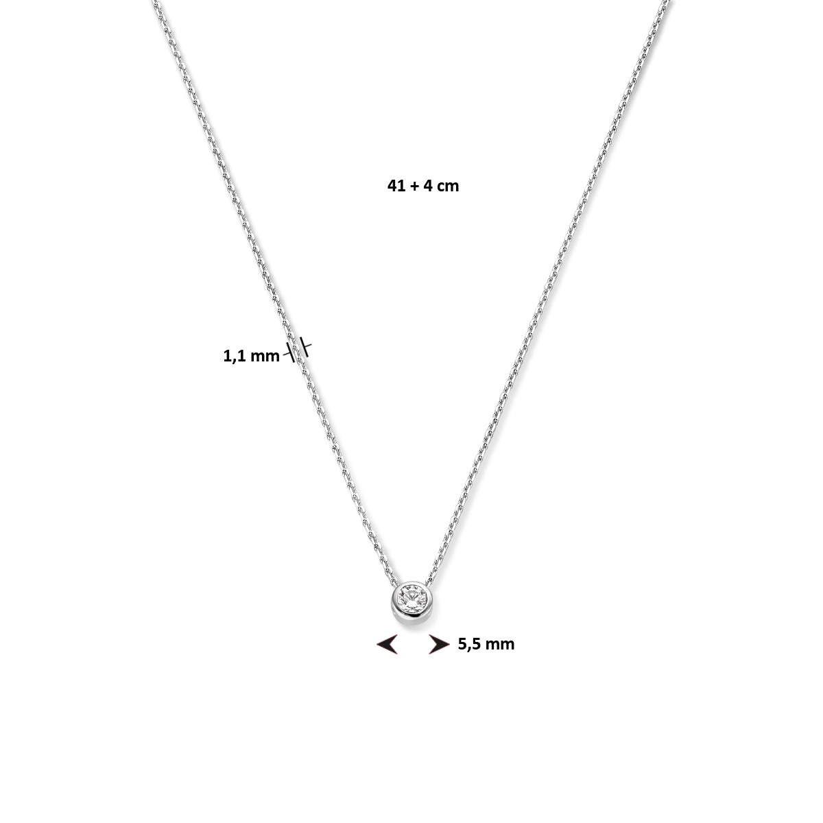 Collier met geboortesteen zirkonia 41 + 4 cm