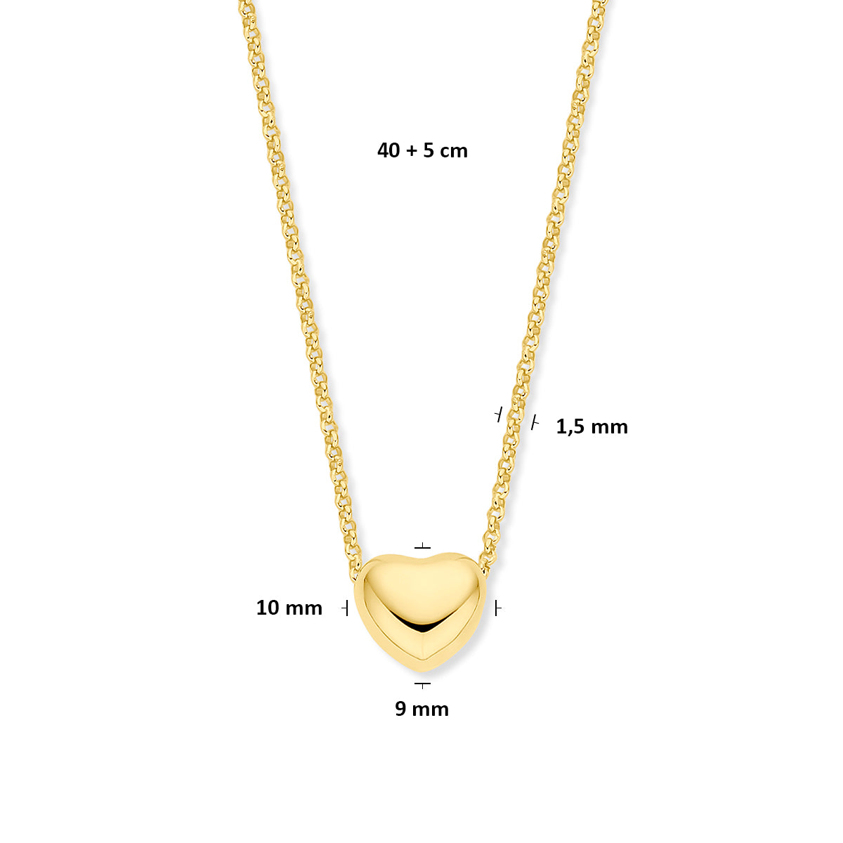 Collier hart 1.5 mm 40 + 5 cm 3 micron