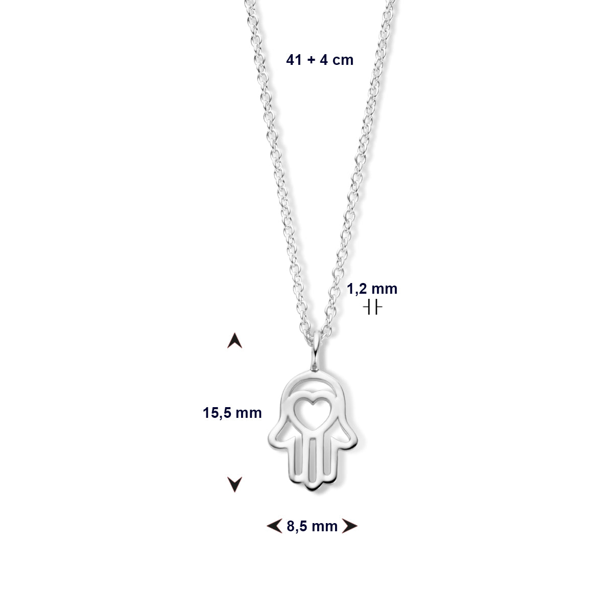 Collier handje van fatima 41 + 4 cm